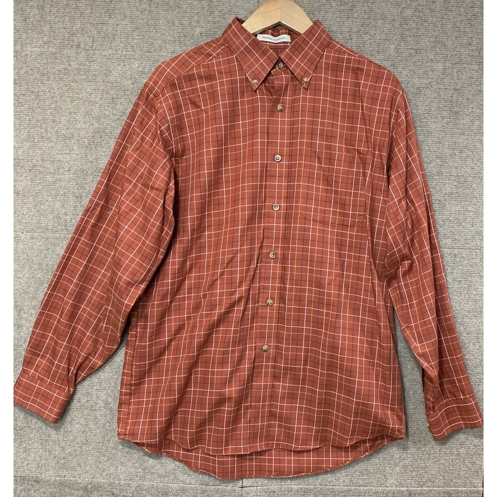 L.L Bean Mens M Regular Wrinkle Resistant Button Down Retro Preppy Cabincore